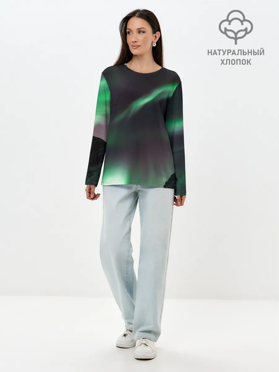 Лонгслив женский. Хлопок / Северное сияние