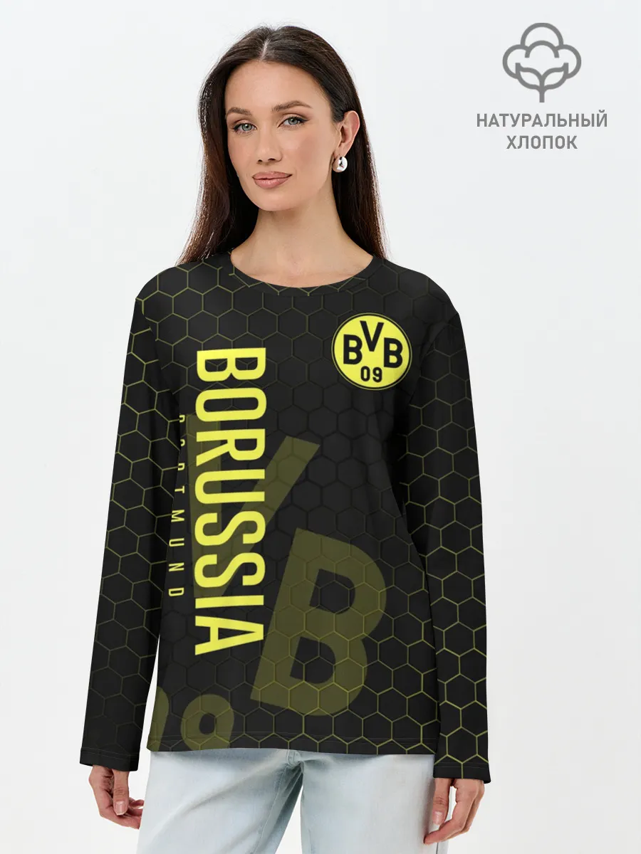 Лонгслив женский. Хлопок / Боруссия Дортмунд