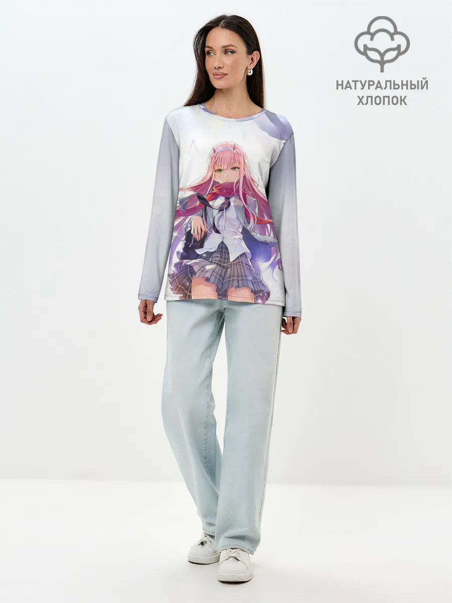 Лонгслив женский. Хлопок / Ноль два арт