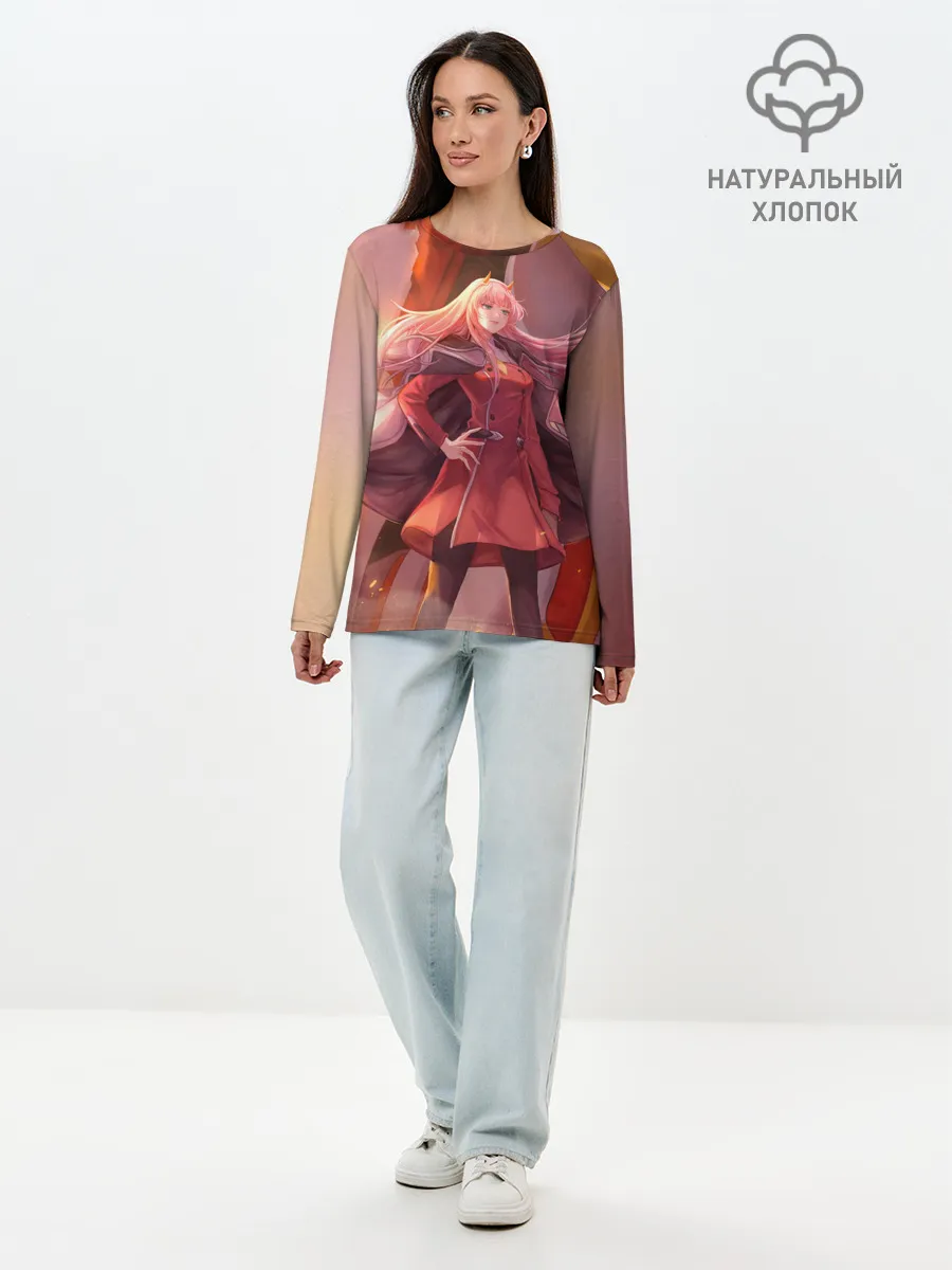 Лонгслив женский. Хлопок / Darling In The Franxx art