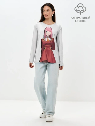 Лонгслив женский. Хлопок / Ноль два