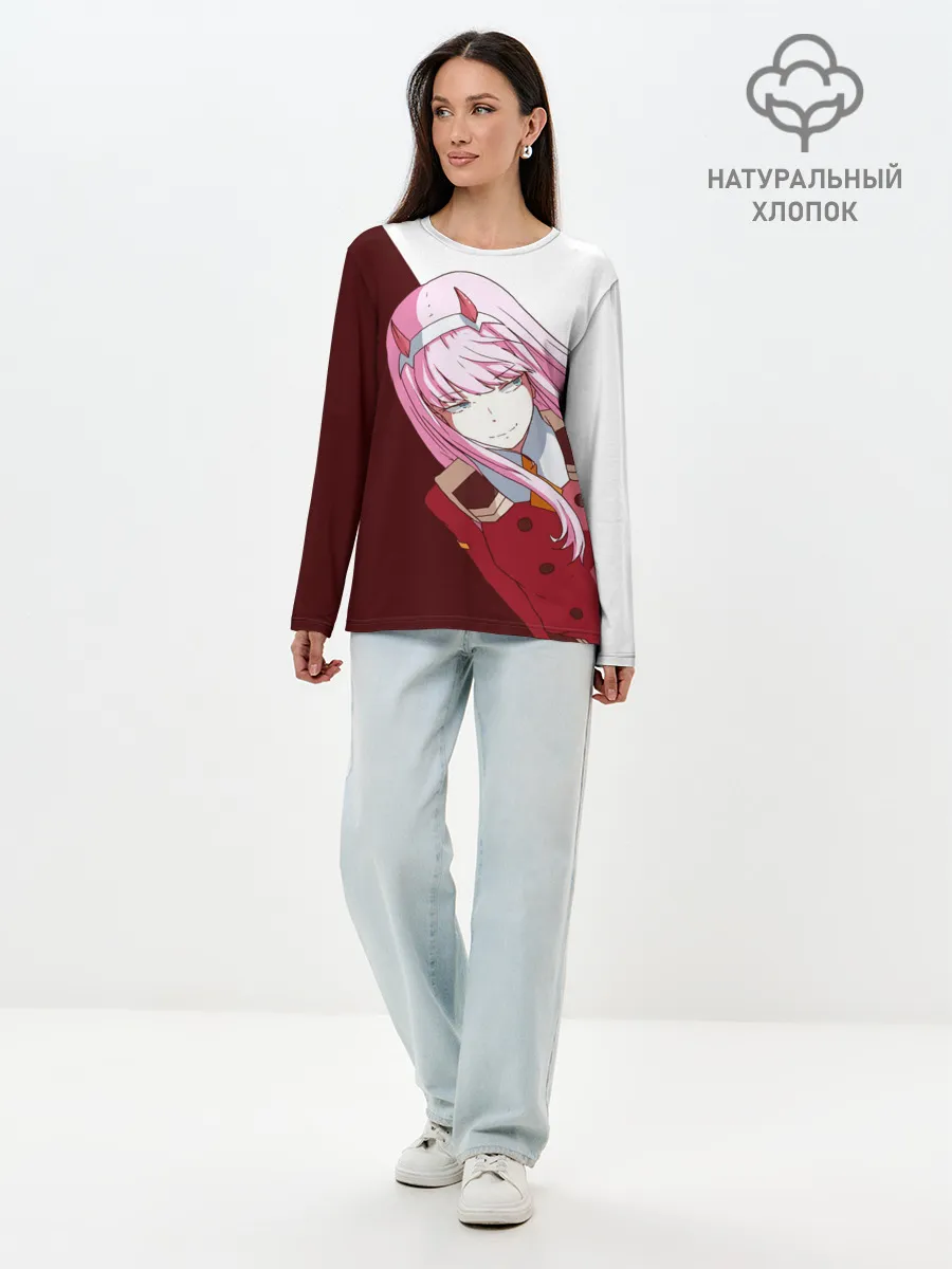 Лонгслив женский. Хлопок / Ноль два диагональ