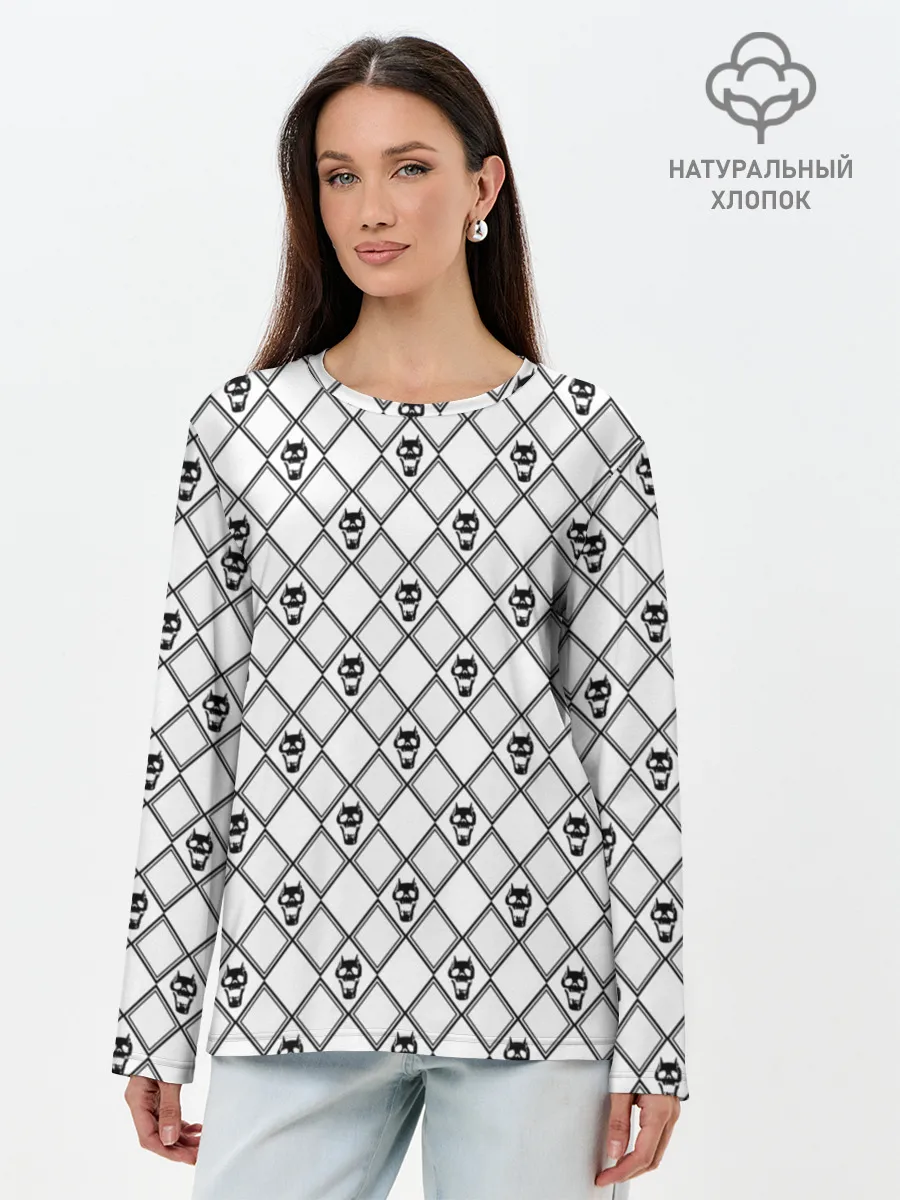 Лонгслив женский. Хлопок / KILLER QUEEN белый паттерн