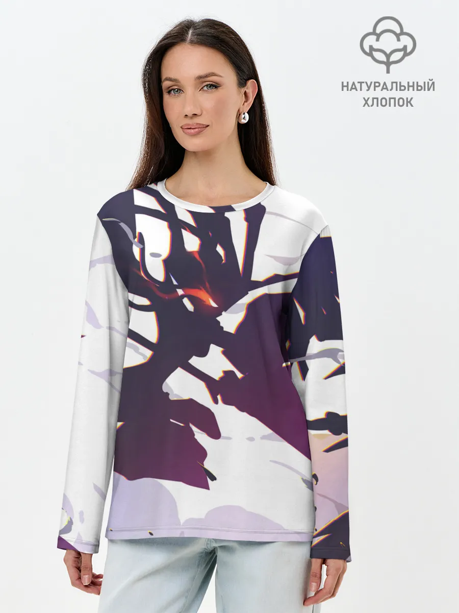 Лонгслив женский. Хлопок / милый во франксе абстракция