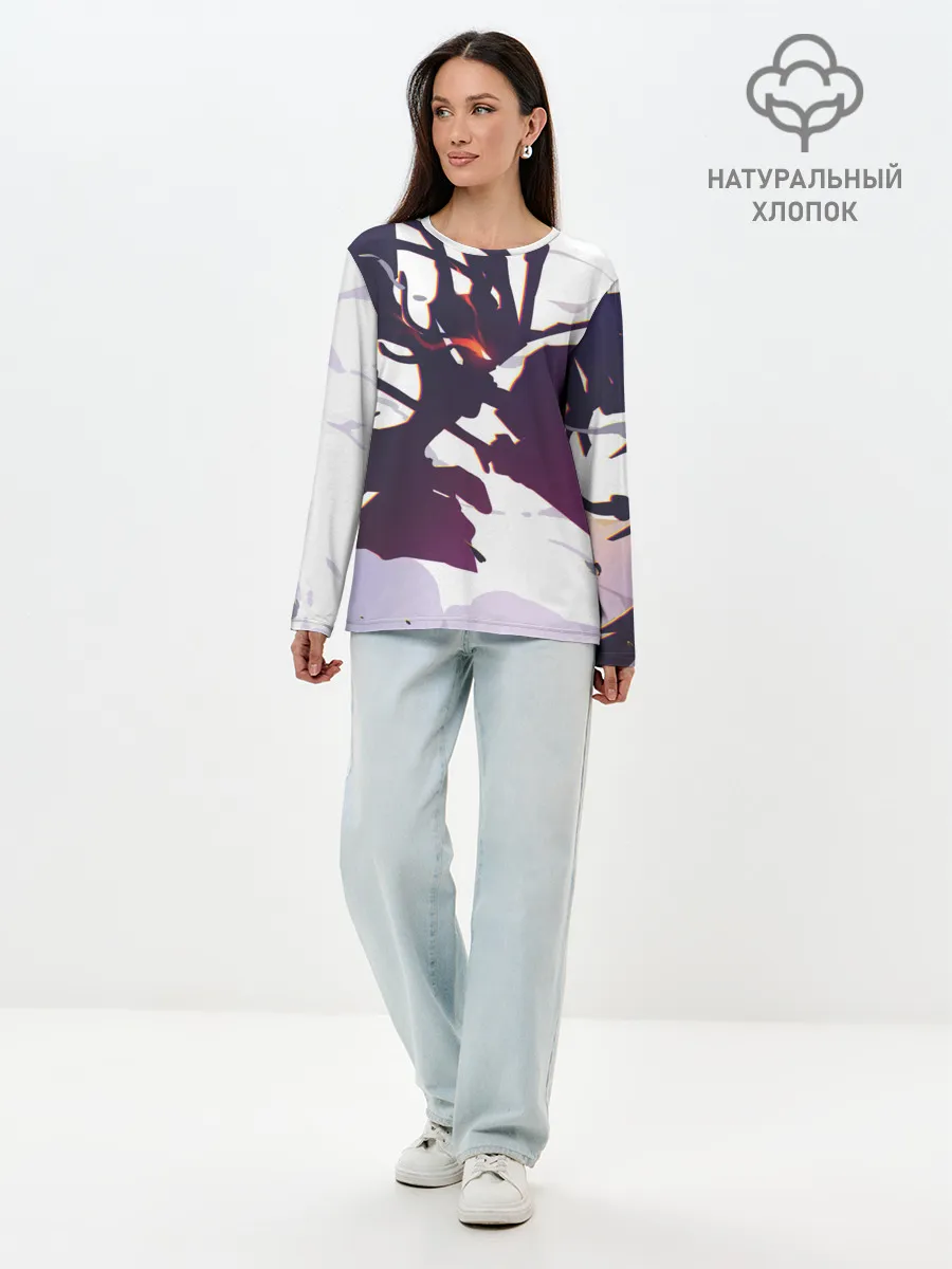 Лонгслив женский. Хлопок / милый во франксе абстракция