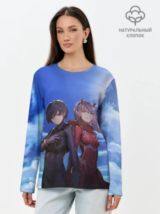 Лонгслив женский. Хлопок / ноль два небо