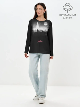 Лонгслив женский. Хлопок / Miami Black