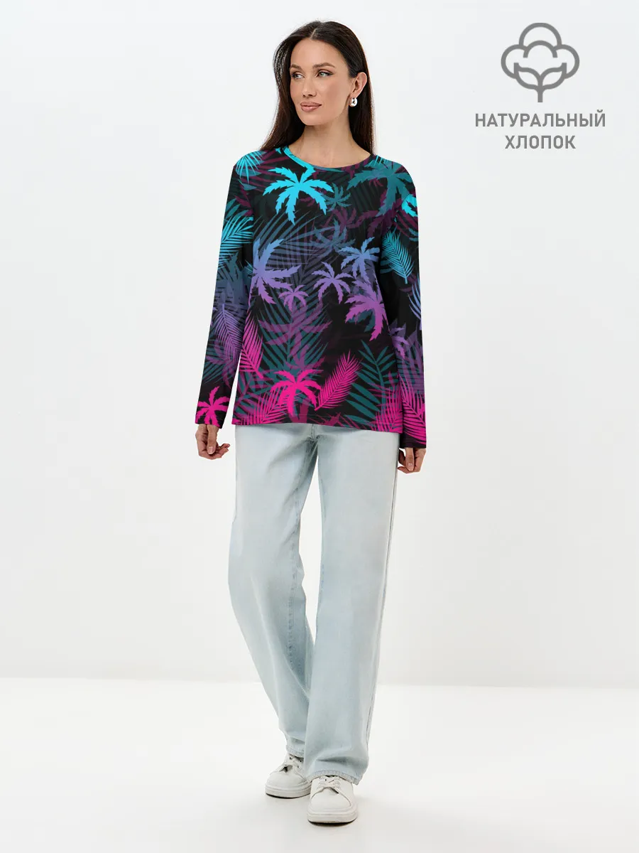 Лонгслив женский. Хлопок / НЕОНОВЫЕ ПАЛЬМЫ | NEON PALMS