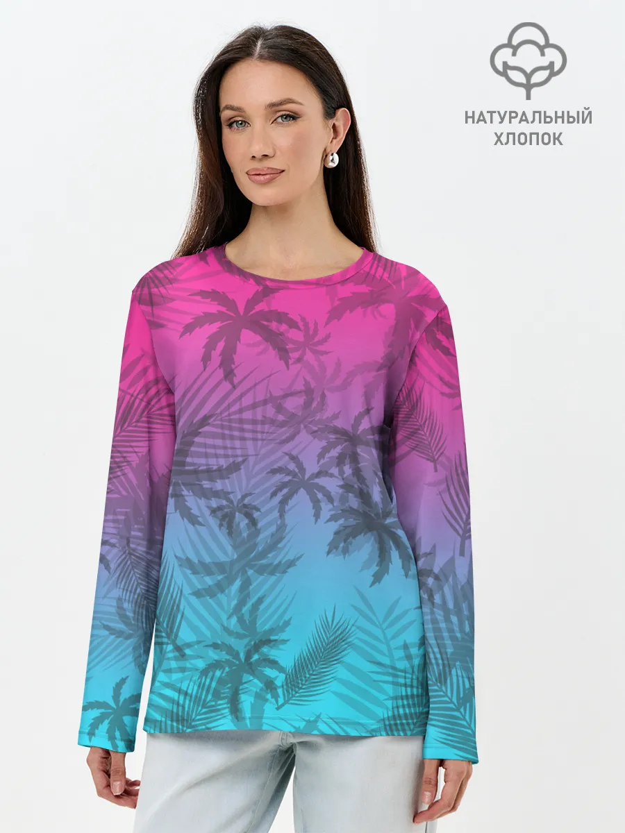 Лонгслив женский. Хлопок / РЕТРО ПАЛЬМЫ
