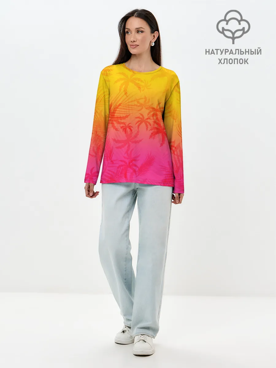 Лонгслив женский. Хлопок / РЕТРО ПАЛЬМЫ
