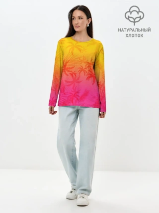 Лонгслив женский. Хлопок / РЕТРО ПАЛЬМЫ