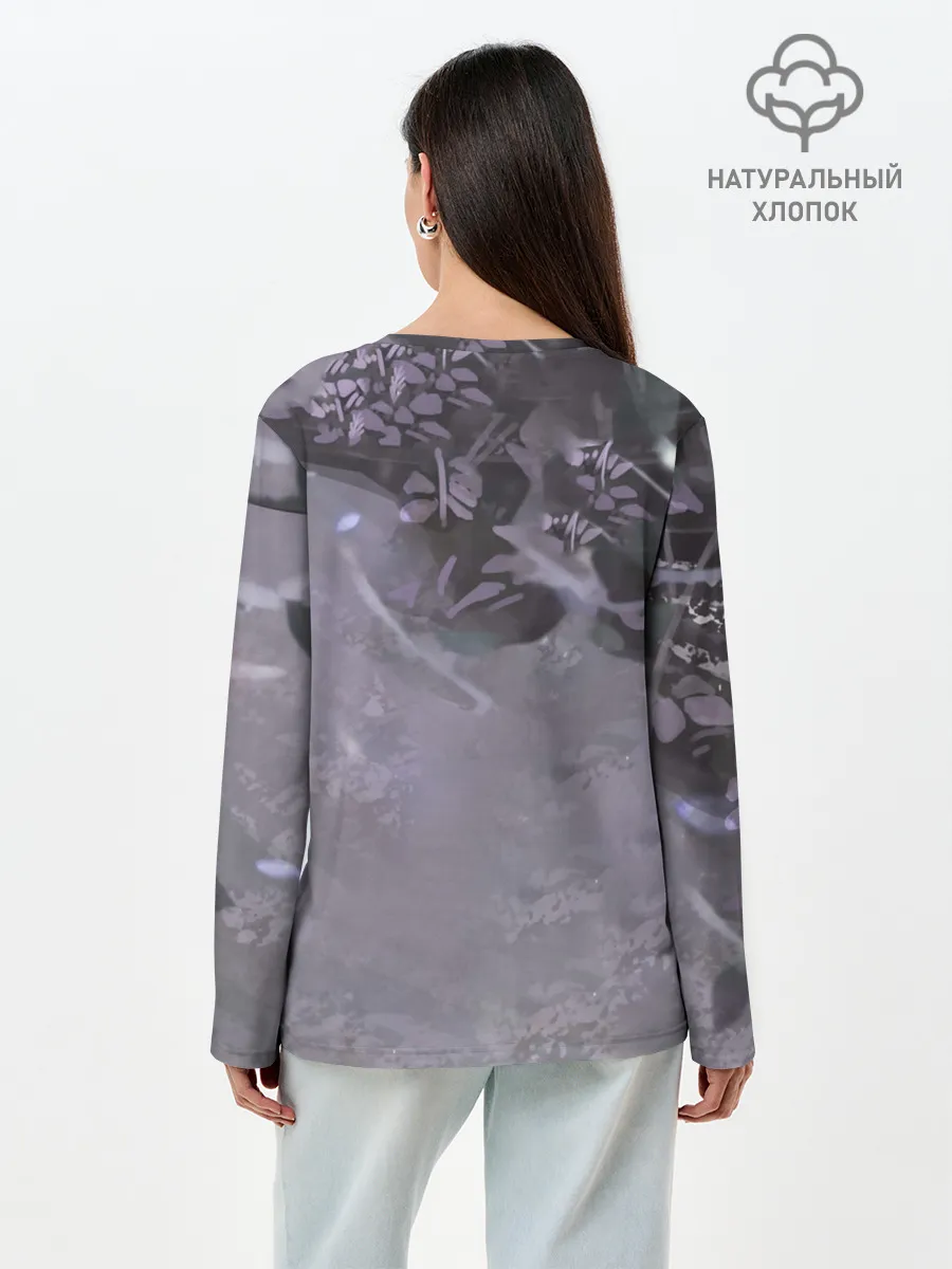 Лонгслив женский. Хлопок / Ноль два арт серый