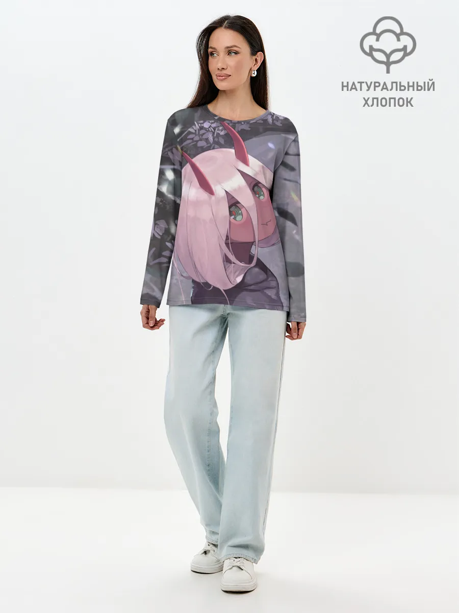 Лонгслив женский. Хлопок / Ноль два арт серый