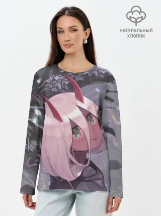 Лонгслив женский. Хлопок / Ноль два арт серый