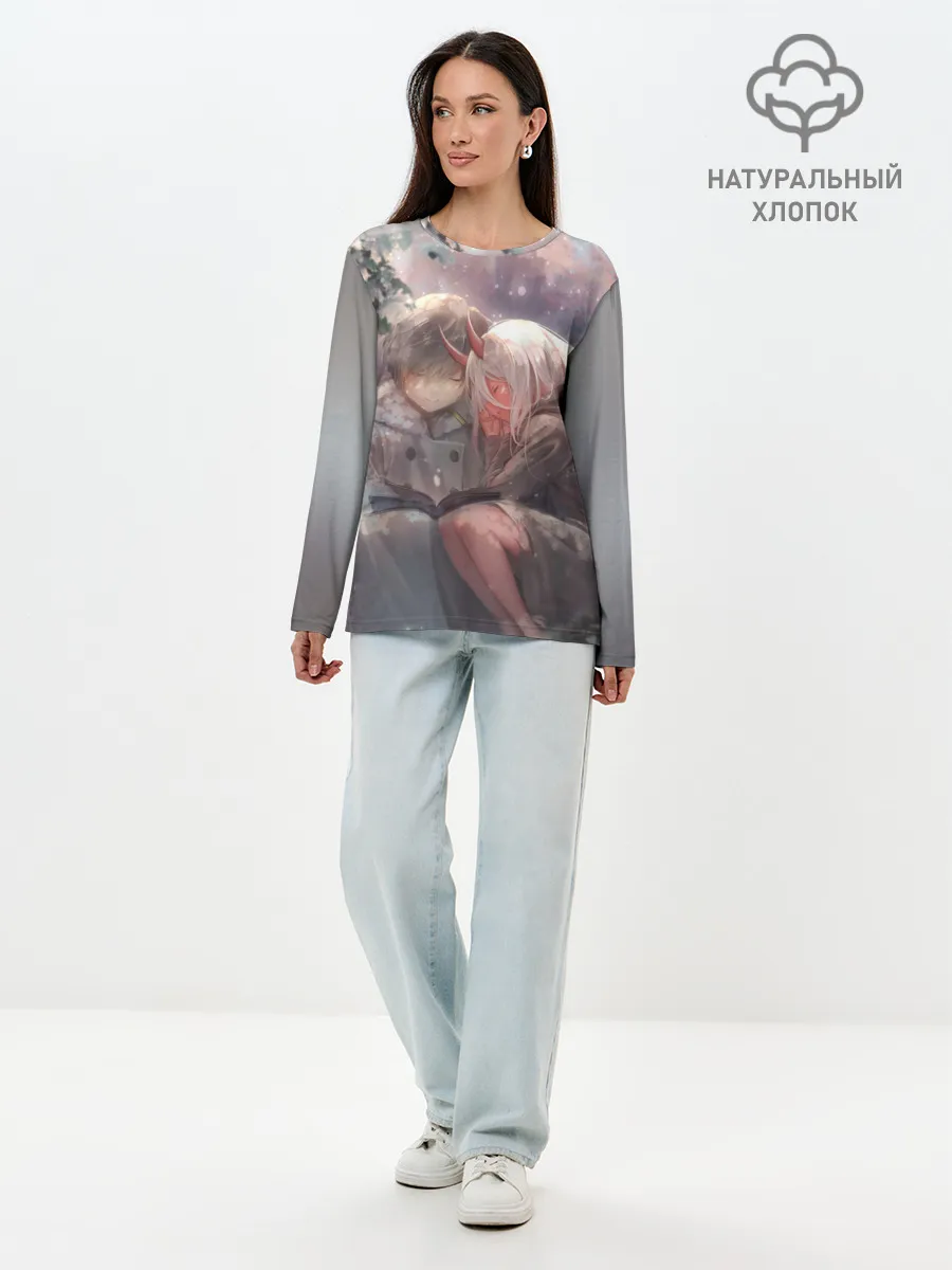 Лонгслив женский. Хлопок / Ноль два и Хиро вместе