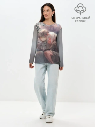 Лонгслив женский. Хлопок / Ноль два и Хиро вместе