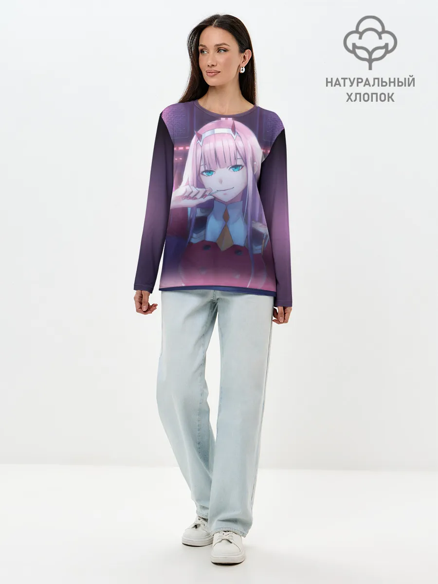 Лонгслив женский. Хлопок / Ноль два неон