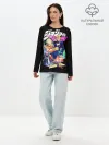 Лонгслив женский. Хлопок / Кира джоджо на черном