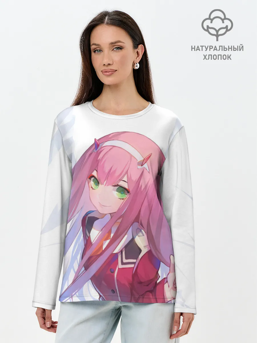 Лонгслив женский. Хлопок / ноль два пальцы