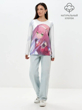 Лонгслив женский. Хлопок / ноль два пальцы