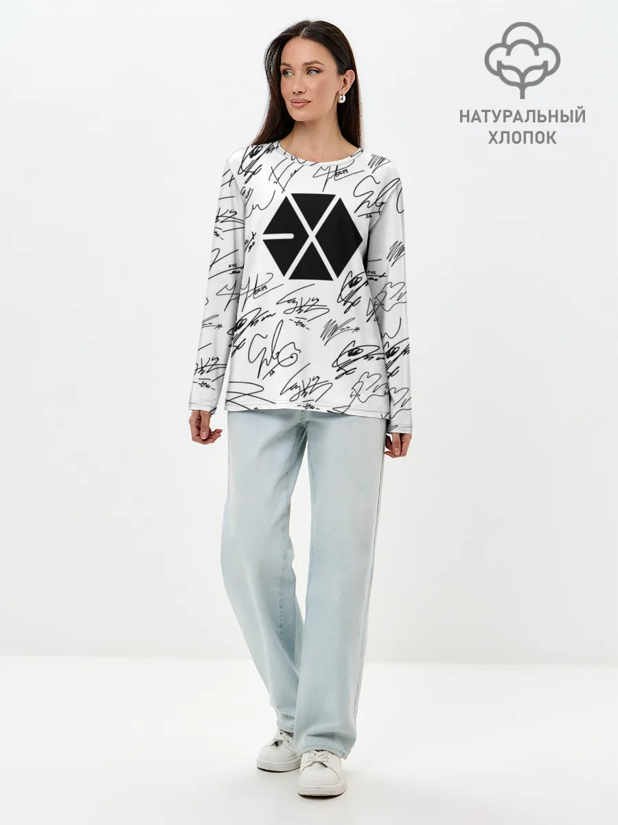 Лонгслив женский. Хлопок / EXO BAND АВТОГРАФЫ