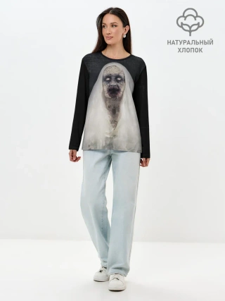 Лонгслив женский. Хлопок / Страшный призрак