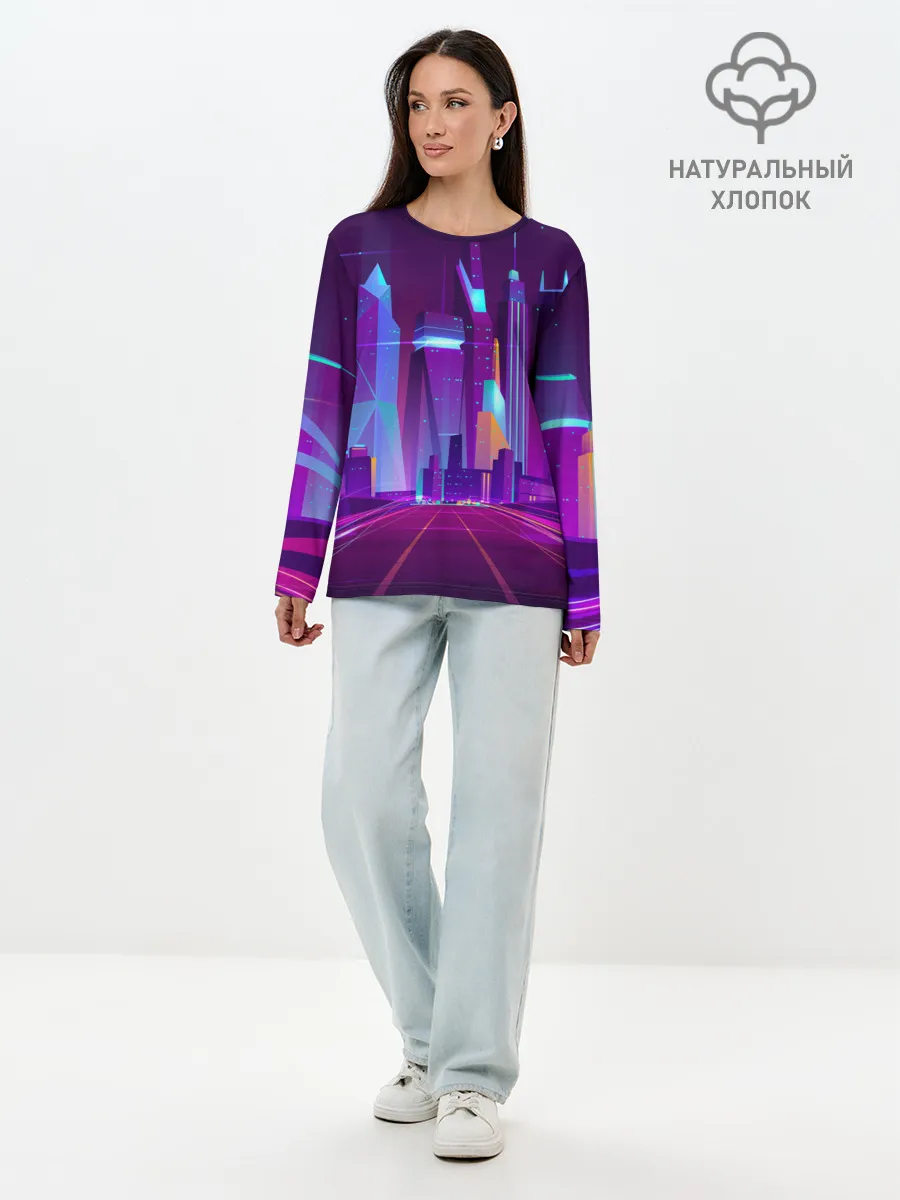Лонгслив женский. Хлопок / НЕОНОВЫЙ ГОРОД