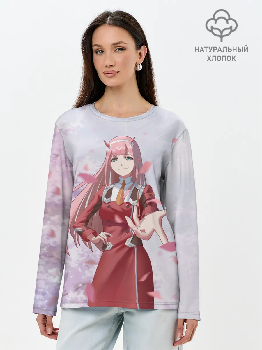 Лонгслив женский. Хлопок / ноль два рука