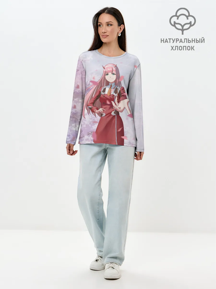 Лонгслив женский. Хлопок / ноль два рука