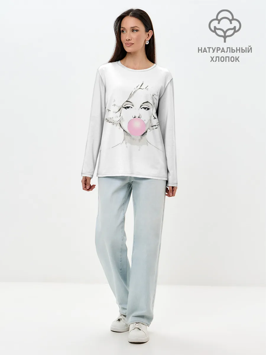 Лонгслив женский. Хлопок / Мэрилин Монро