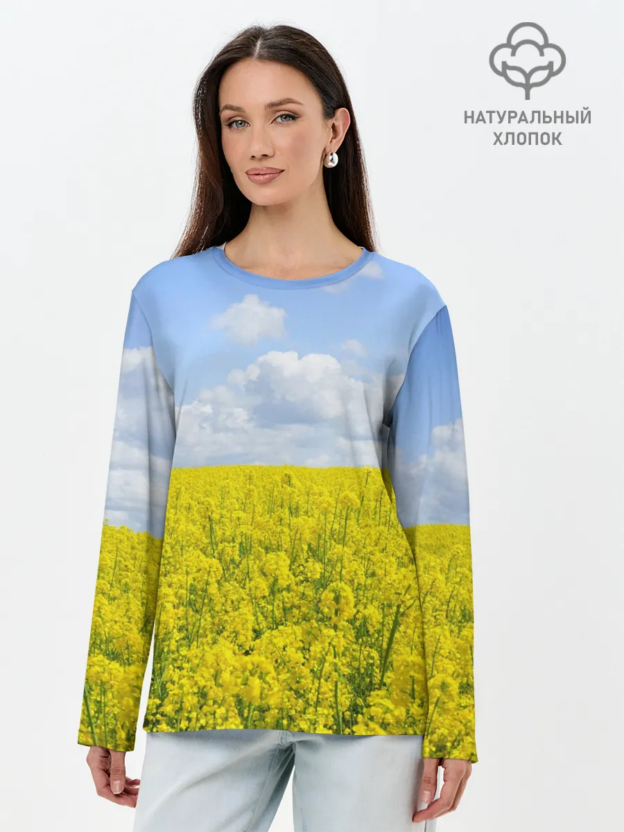 Лонгслив женский. Хлопок / Рапсовое поле