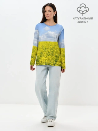 Лонгслив женский. Хлопок / Рапсовое поле