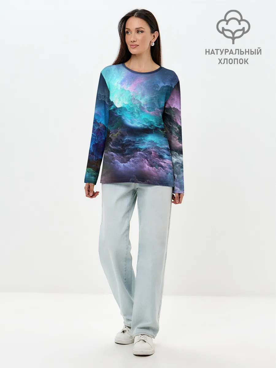 Лонгслив женский. Хлопок / ФРАКТАЛЬНЫЙ КОСМОС | SPACE
