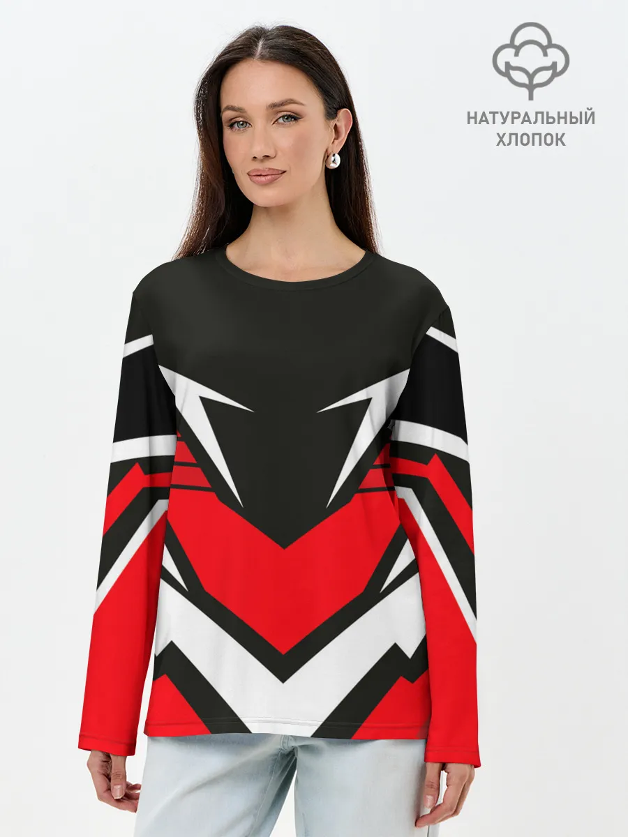 Лонгслив женский. Хлопок / Sports geometry 4