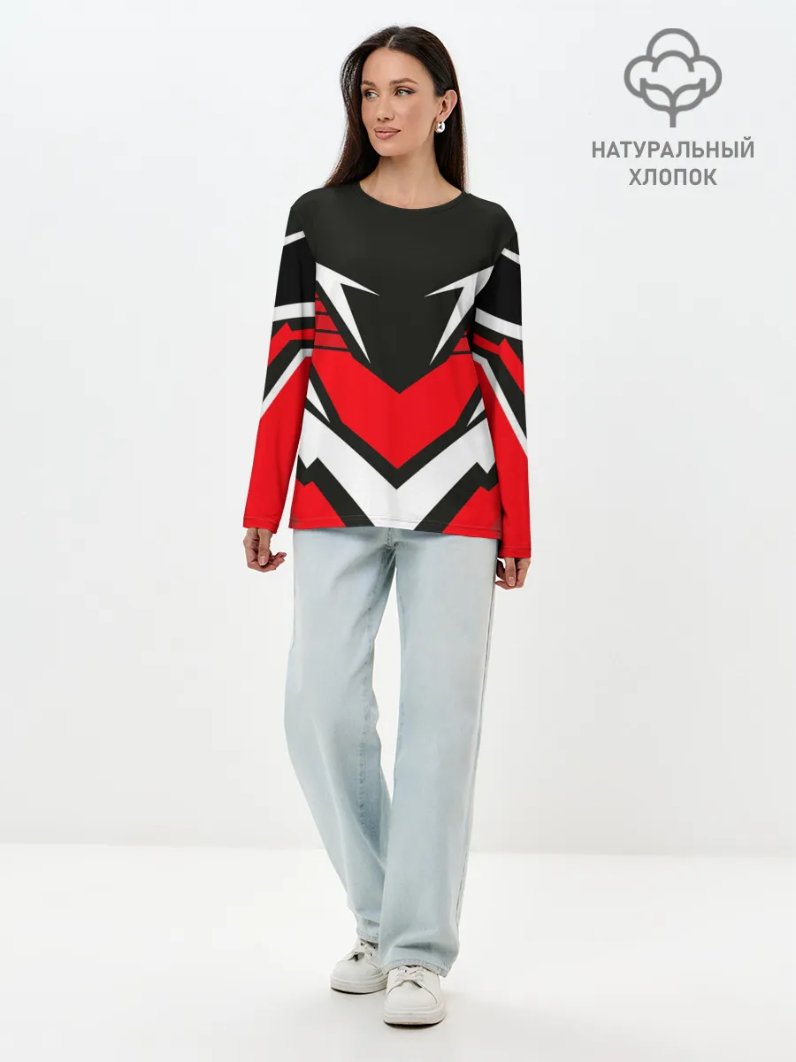 Лонгслив женский. Хлопок / Sports geometry 4