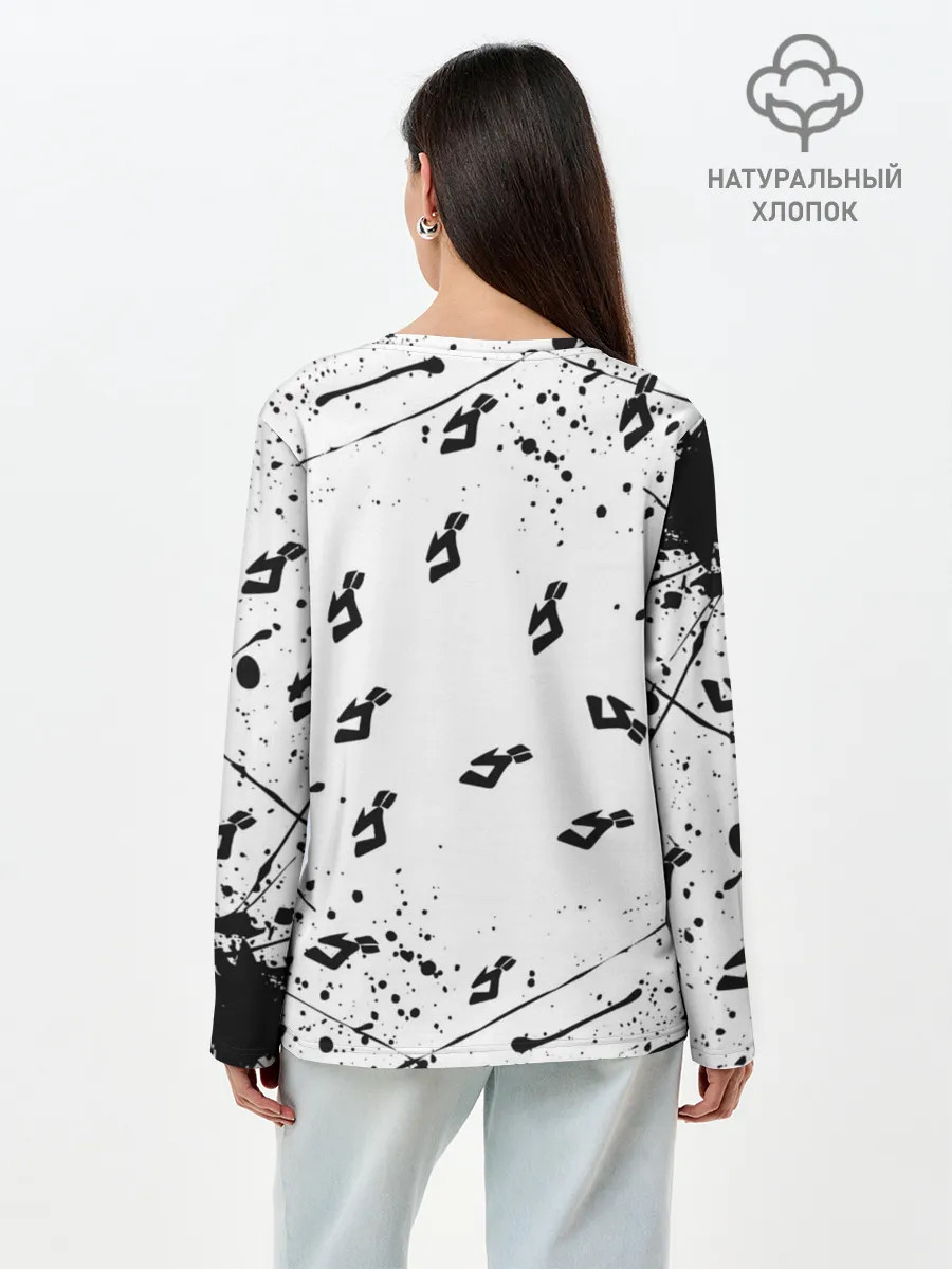 Лонгслив женский. Хлопок / KILLER QUEEN черные брызги