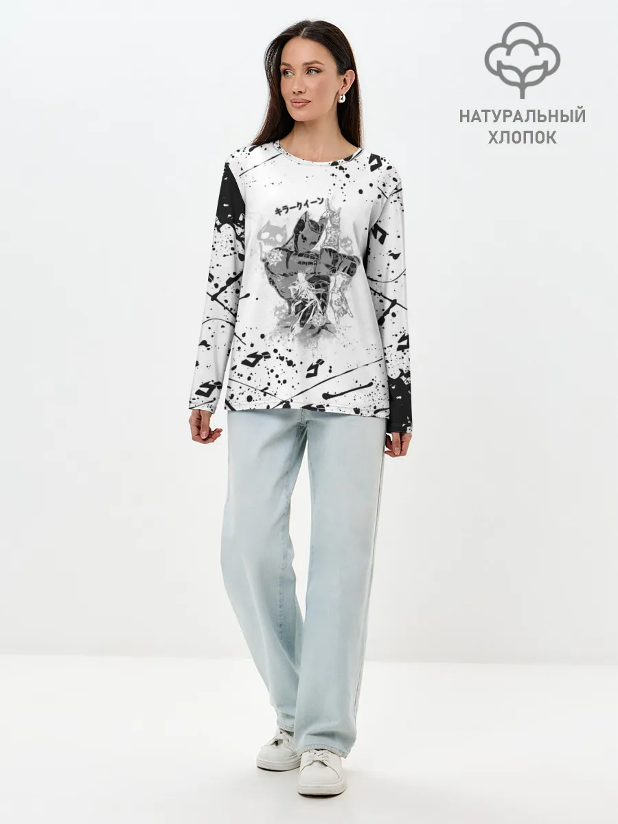 Лонгслив женский. Хлопок / KILLER QUEEN черные брызги