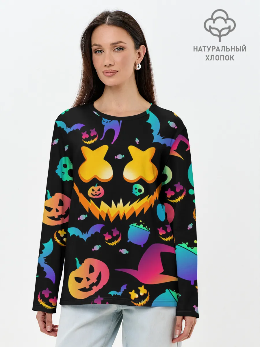 Лонгслив женский. Хлопок / MARSHMELLO HALLOWEEN