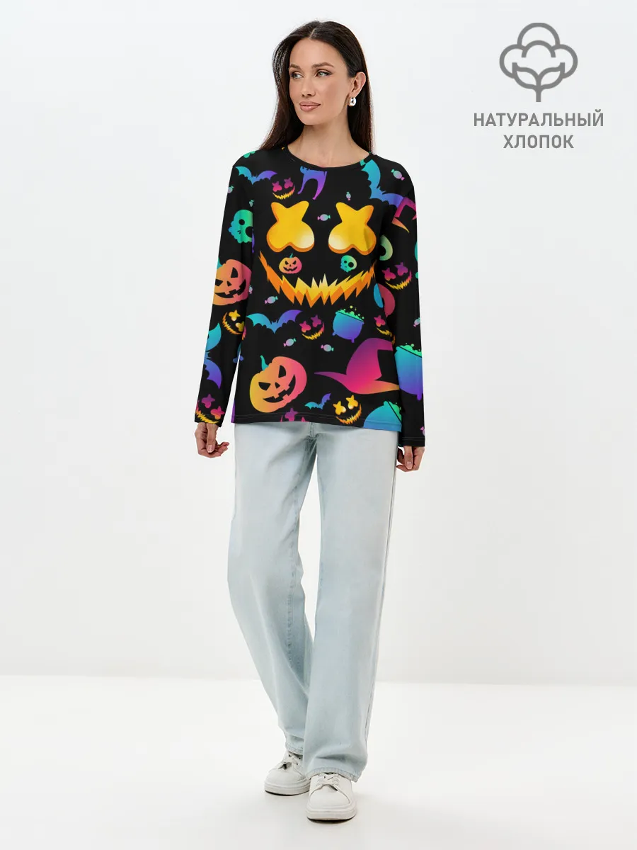Лонгслив женский. Хлопок / MARSHMELLO HALLOWEEN