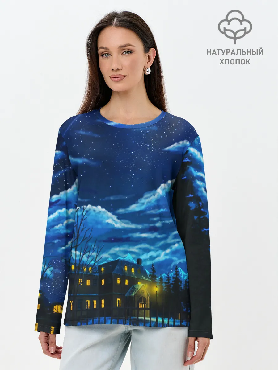 Лонгслив женский. Хлопок / ЗИМНЯЯ НОЧЬ