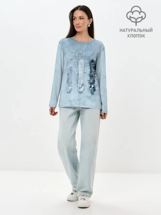 Лонгслив женский. Хлопок / три сноуборда