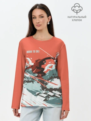 Лонгслив женский. Хлопок / BORN TO SKI