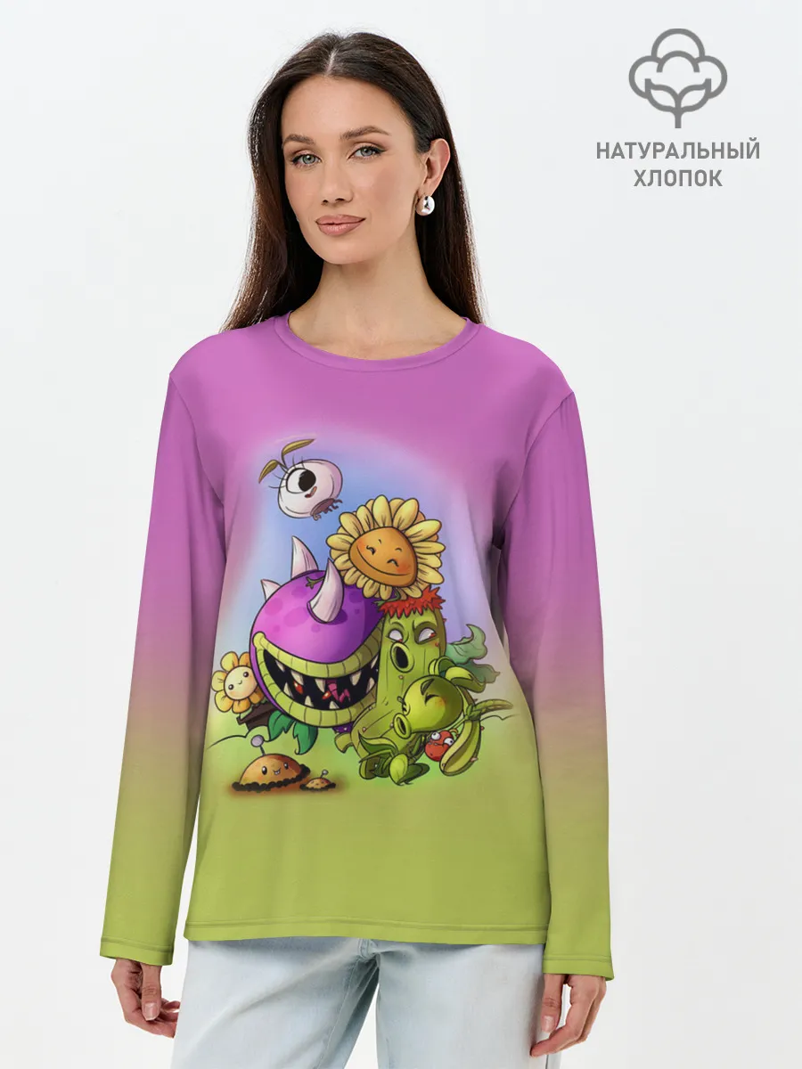 Лонгслив женский. Хлопок / Plants vs. Zombies