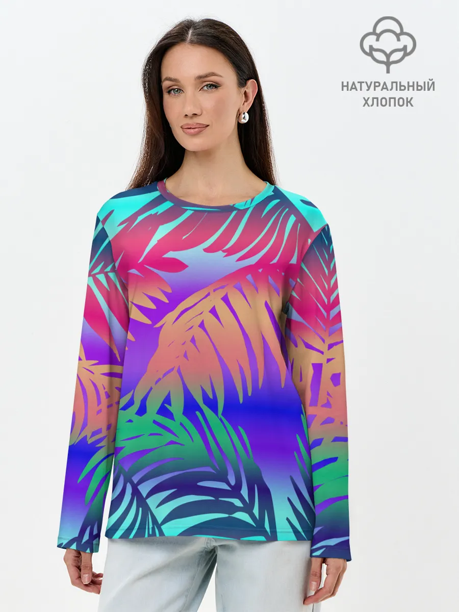 Лонгслив женский. Хлопок / НЕОНОВЫЕ ПАЛЬМЫ