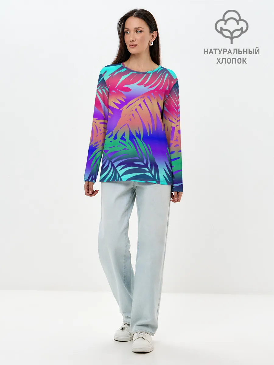 Лонгслив женский. Хлопок / НЕОНОВЫЕ ПАЛЬМЫ