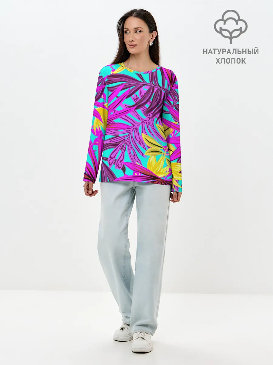 Лонгслив женский. Хлопок / ТРОПИЧЕСКИЙ