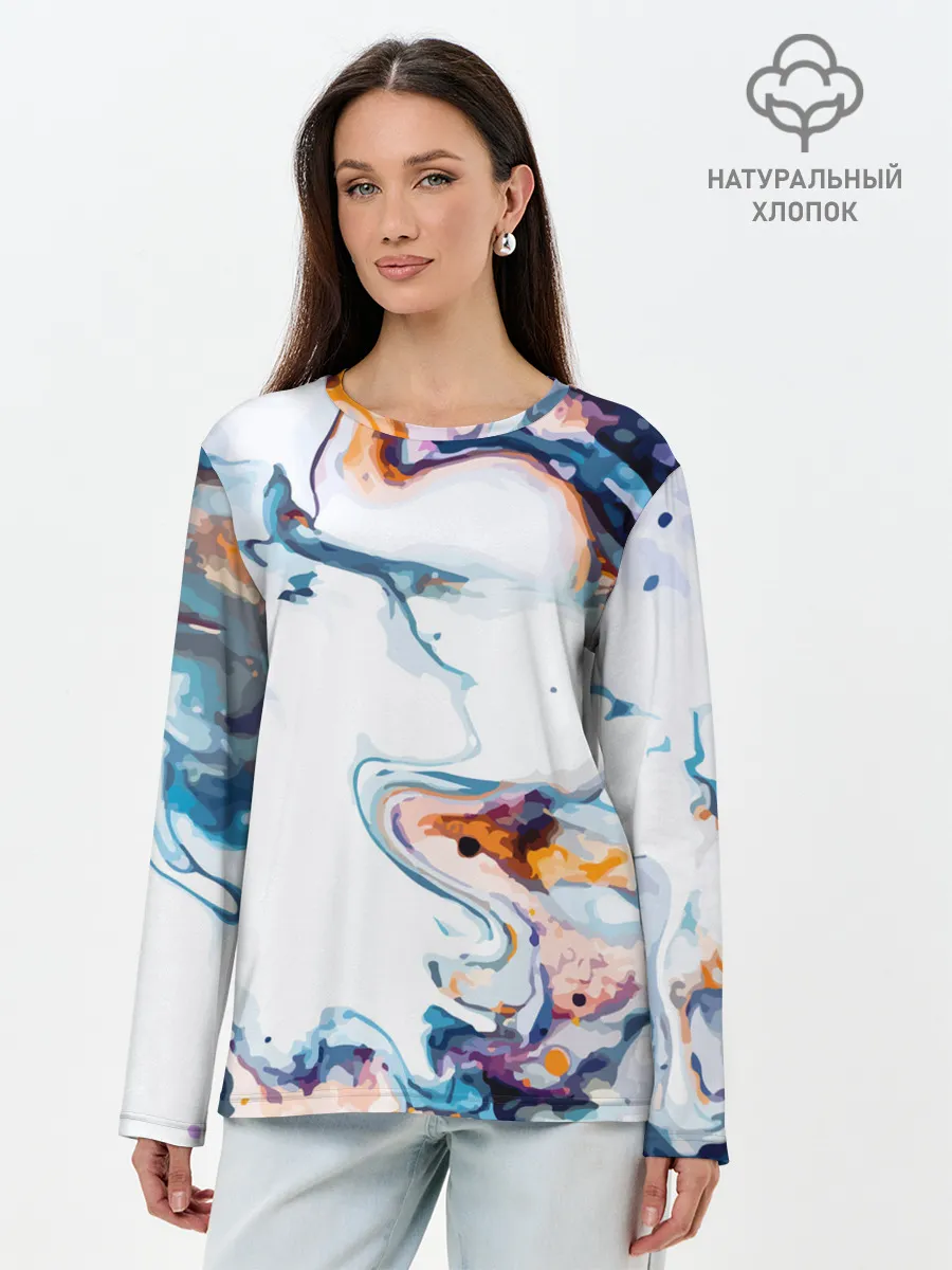 Лонгслив женский. Хлопок / Брызги красок