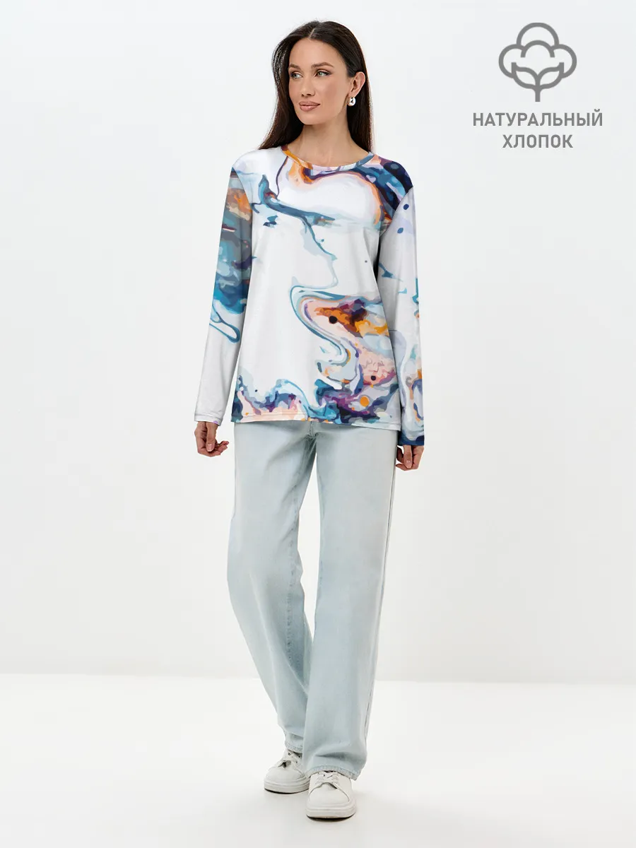 Лонгслив женский. Хлопок / Брызги красок
