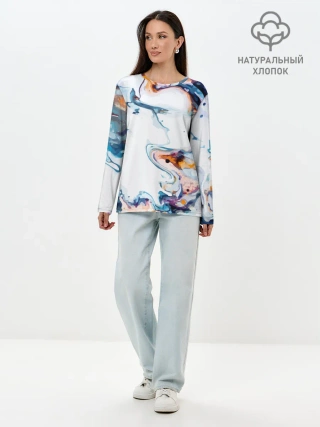 Лонгслив женский. Хлопок / Брызги красок