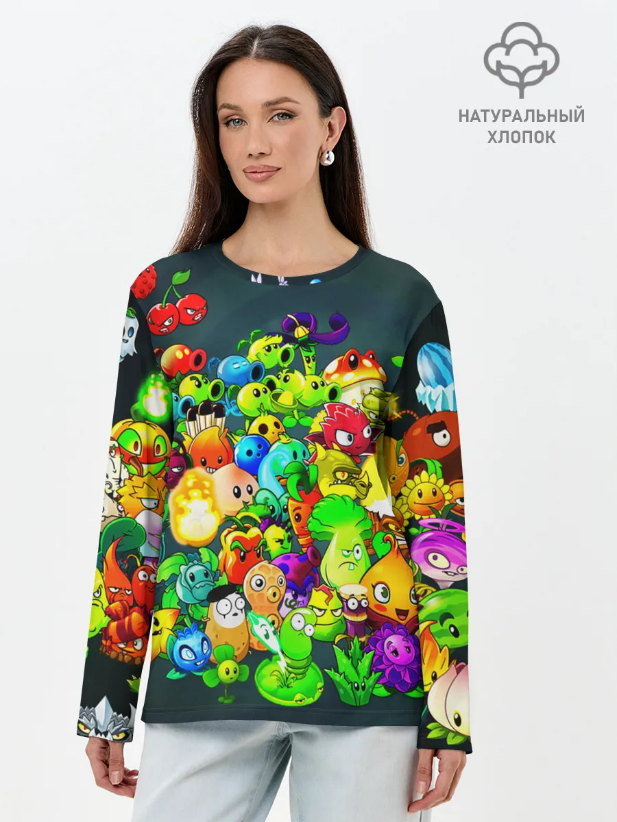Лонгслив женский. Хлопок / Plants vs. Zombies